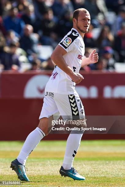 Roman Zozulia of Albacete looks on during the La Liga 123 match between Albacete Balompie and Nastic at Estadio Carlos Belmonte on February 11, 2018...