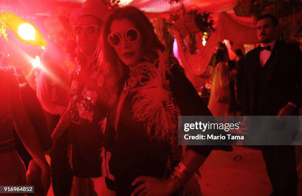Revelers gather at the 'Baile do Copa', the annual Carnival ball held at Belmond Copacabana Palace hotel, on February 11, 2018 in Rio de Janeiro,...