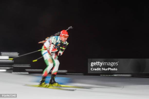 Krasimir Anev of Bulgaria at Mens 10 kilometre sprint Biathlon at olympics at Alpensia biathlon stadium, Pyeongchang, South Korea on February 11,...