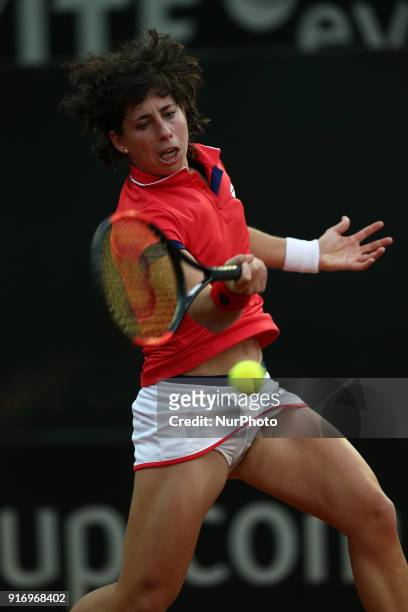 Carla Suarez Navarro of Spain team during 2018 Fed Cup BNP Paribas World Group II First Round match between Italy and Spain at Pala Tricalle...