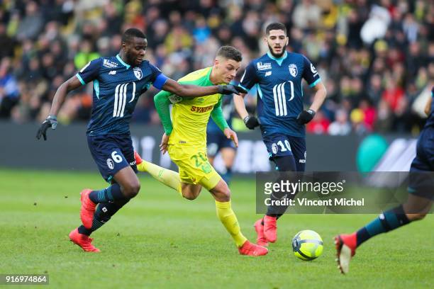 Andrei Girotto of Nantes and Ibrahim Amadou of Lille during the Ligue 1 match between Nantes and Lille OSC at Stade de la Beaujoire on February 11,...