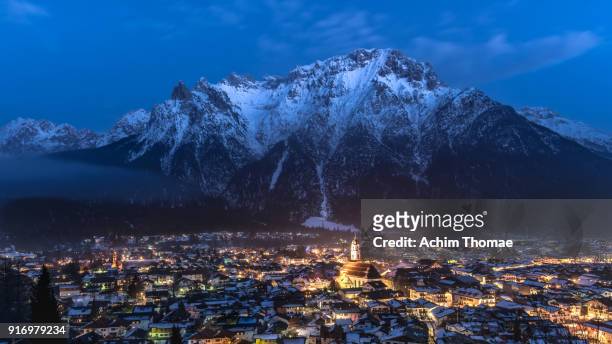 mittenwald, bavaria, germany, europe - blue hour stock pictures, royalty-free photos & images