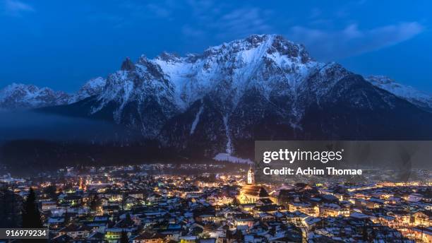 mittenwald, bavaria, germany, europe - blue hour imagens e fotografias de stock