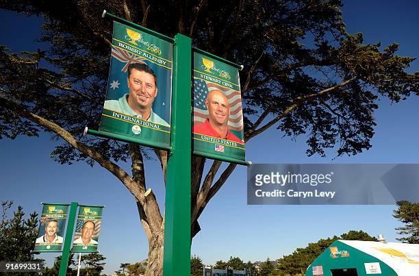 Scenic view of player banners during the second round four-ball matches for The Presidents Cup at Harding Park Golf Club on October 9, 2009 in San...