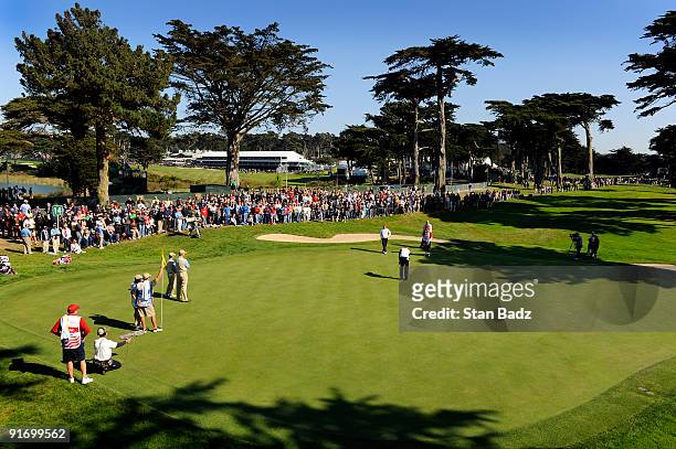 Course scenic of the 14th green during the second round four-ball matches for The Presidents Cup at Harding Park Golf Club on October 9, 2009 in San...