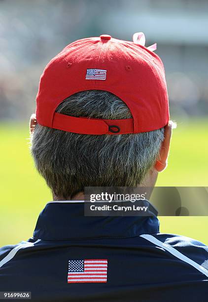 Team Captain Fred Couples watches the second round four-ball matches for The Presidents Cup at Harding Park Golf Club on October 9, 2009 in San...