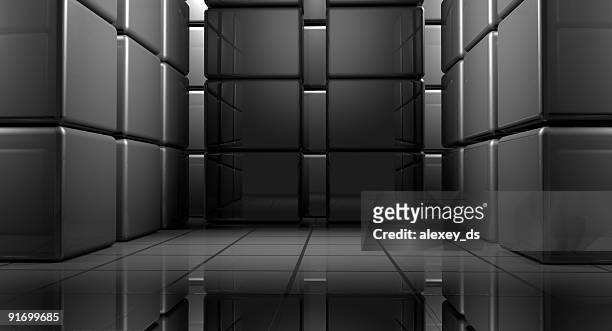 abstract box room - modern architecture space - metal box stock pictures, royalty-free photos & images