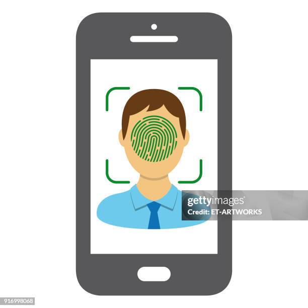 ilustrações, clipart, desenhos animados e ícones de projeto de identificação de cara de vetor - eye scanner