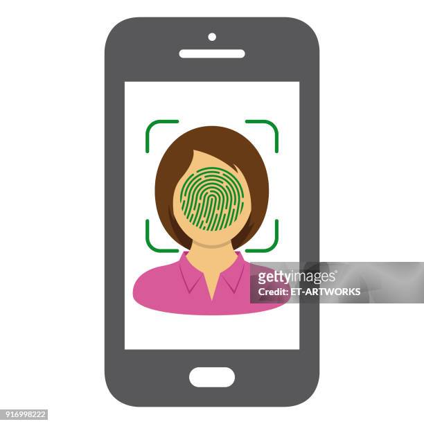 ilustrações, clipart, desenhos animados e ícones de projeto de identificação de cara de vetor - eye scanner