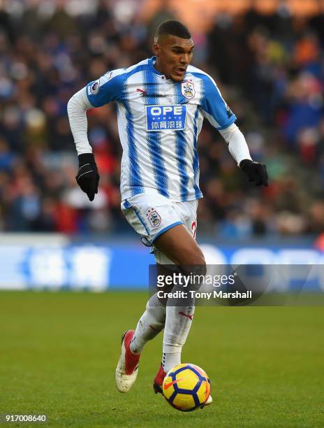Collin Quaner of Huddersfield Town during the Premier League match between Huddersfield Town and AFC Bournemouth at John Smith's Stadium on February...