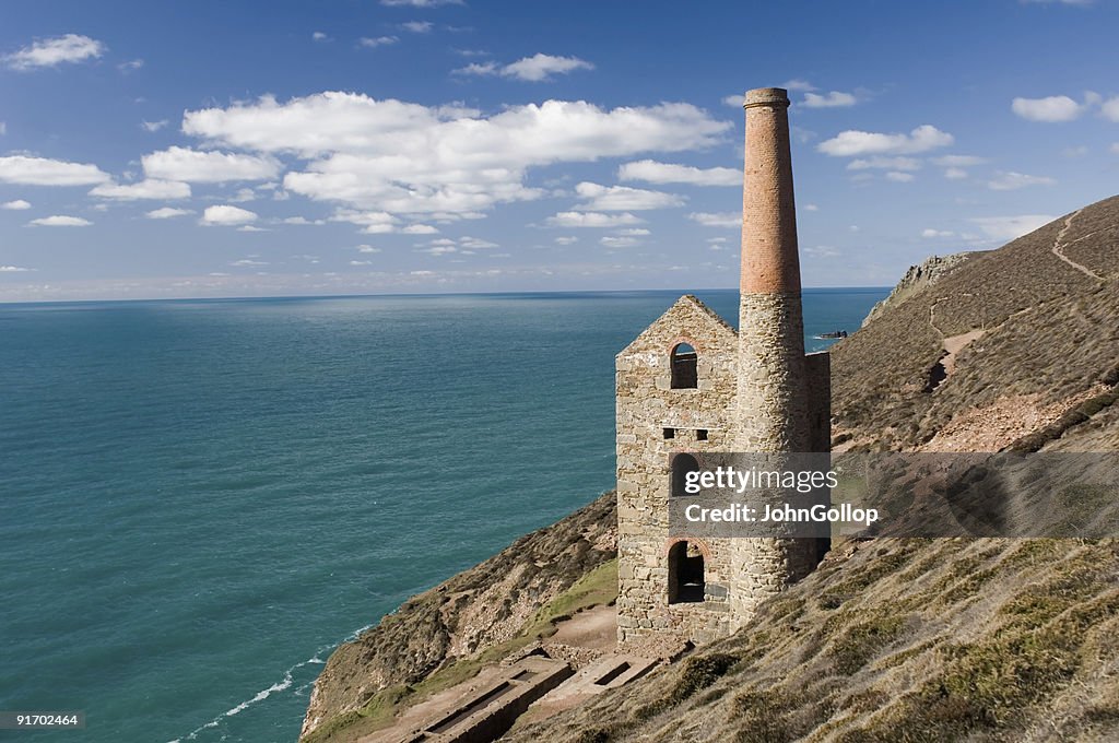 Tin mine on cliff edge, Cornwall