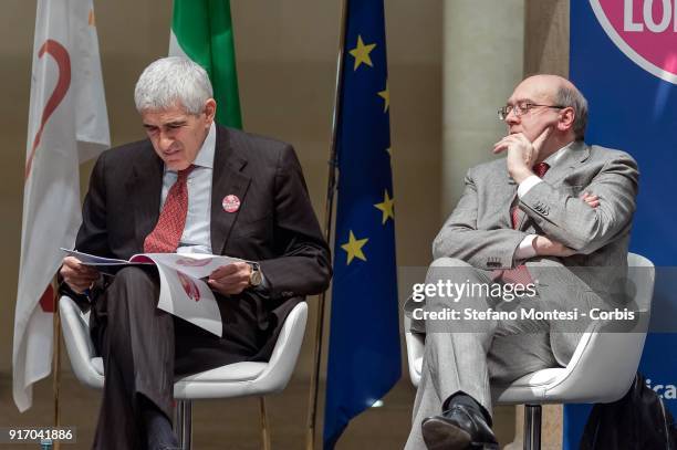 Pier Ferdinando Casini and Lorenzo Dellai, candidates of the party "Popular Civic - with Lorenzin', during the presentation of parliamentary...