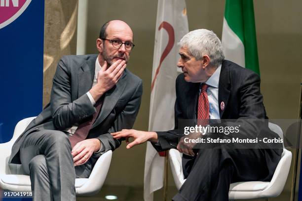 Giuseppe De Mita and Pier Ferdinando Casini, candidates of the party "Popular Civic - with Lorenzin', during the presentation of parliamentary...