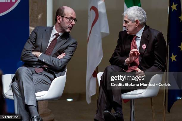 Giuseppe De Mita and Pier Ferdinando Casini, candidates of the party "Popular Civic - with Lorenzin', during the presentation of parliamentary...
