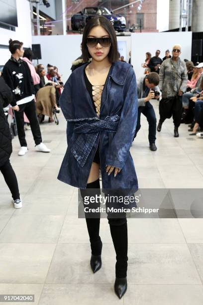 Model Natasha Lau attends the Gemma Hoi front row during New York Fashion Week: The Shows at Mercedes-Benz Manhattan on February 11, 2018 in New York...