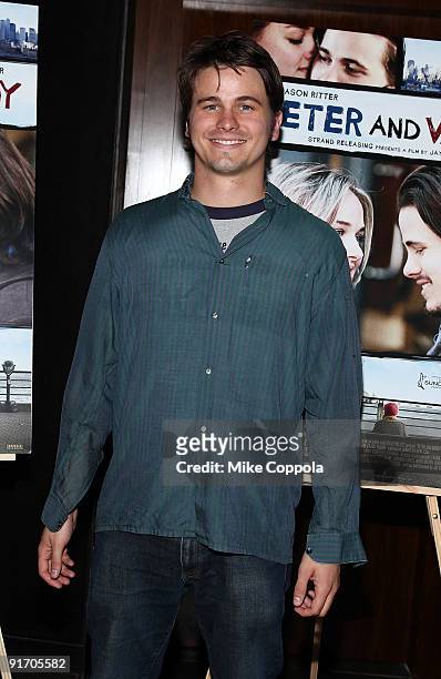 Actor Jason Ritter attends the "Peter And Vandy" release party at The Royalton Hotel on October 9, 2009 in New York City.