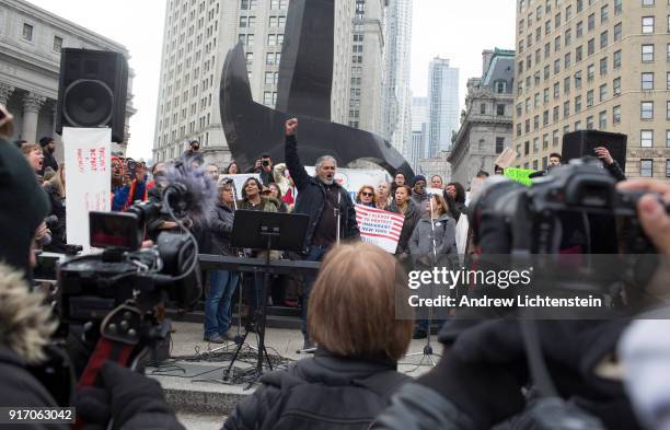 The New Sanctuary Coalition holds a rally to celebrate immigrant activist Ravi Ragbir's suspended deportation and to protest ICE's continued...