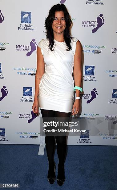 Musician Tristan Prettyman arrives at The Surfrider Foundation's 25th Anniversary Gala at California Science Center's Wallis Annenberg Building on...