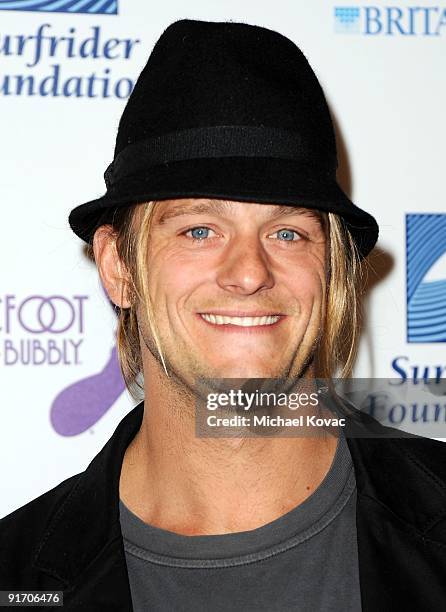 Skier Shane Anderson arrives at The Surfrider Foundation's 25th Anniversary Gala at California Science Center's Wallis Annenberg Building on October...