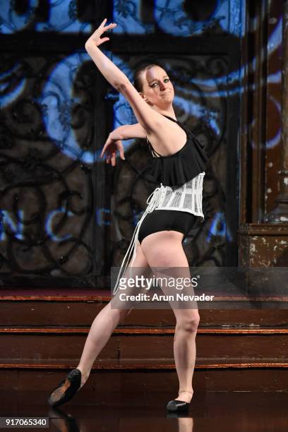 Dancer Maggie Kudirka performs on the runway during the Project Cancerland featuring AnaOno Initmates presentation during New York Fashion Week...