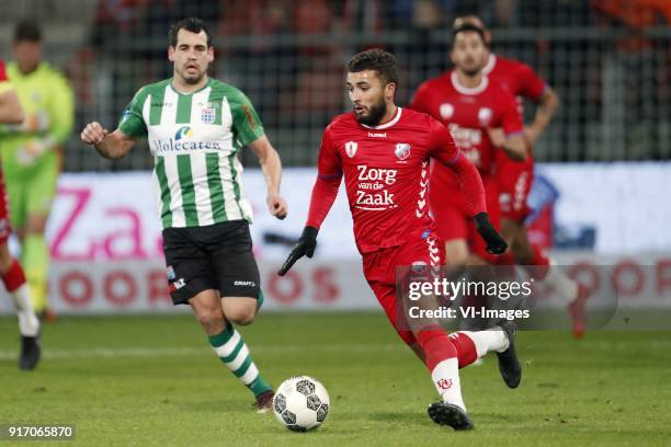 Dirk Marcellis of PEC Zwolle, Yassin Ayoub of FC Utrecht during the Dutch Eredivisie match between FC Utrecht and PEC Zwolle at the Galgenwaard...