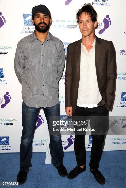 Musicians Ben Kenney and Brandon Boyd of Incubus arrive at The Surfrider Foundation's 25th Anniversary Gala at California Science Center's Wallis...
