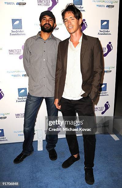 Musicians Ben Kenney and Brandon Boyd of Incubus arrive at The Surfrider Foundation's 25th Anniversary Gala at California Science Center's Wallis...