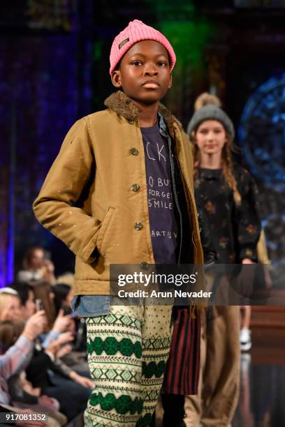 Model walks in the Trico Field presentation during New York Fashion Week Powered by Art Hearts Fashion NYFW at The Angel Orensanz Foundation on...