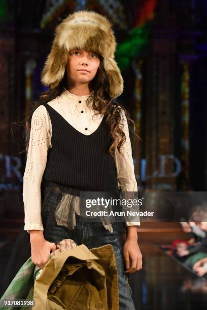 Model walks in the Trico Field presentation during New York Fashion Week Powered by Art Hearts Fashion NYFW at The Angel Orensanz Foundation on...