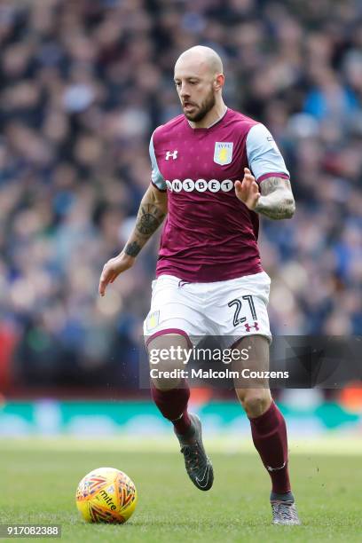 Alan Hutton of Aston Villa during the Sky Bet Championship match between Aston Villa and Birmingham City at Villa Park on February 11, 2018 in...