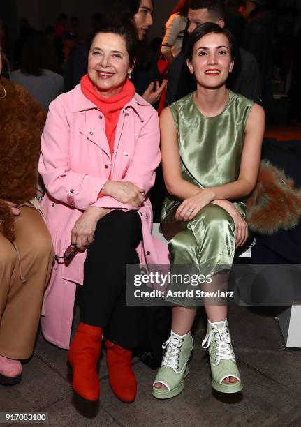 Actress Isabella Rossellini and Nur Elektra El Shami pose for photos at Sies Marjan during New York Fashion Week at Penn Plaza Pavilion on February...