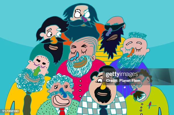 bearded men - movember vector stock illustrations