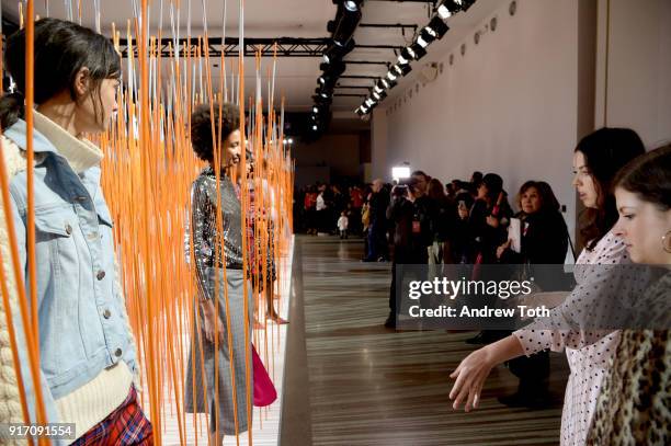 Fashion Designer Tanya Taylor attends Tanya Taylor presentation during New York Fashion Week: The Shows at Gallery II at Spring Studios on February...