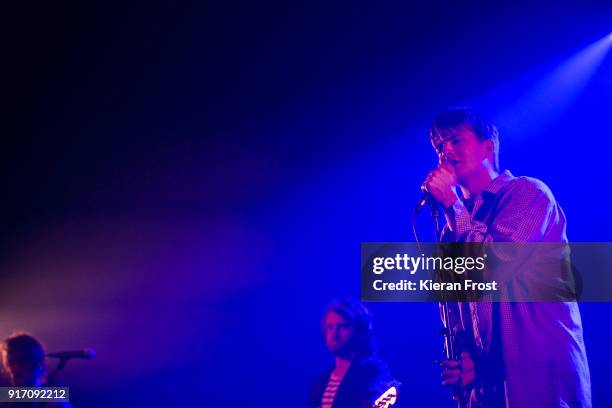 Grian Chatten of Fontaines D.C. Performs live at the Olympia Theatre on February 11, 2018 in Dublin, Ireland.