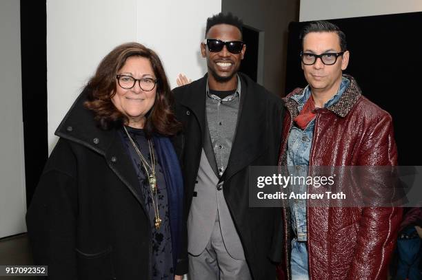 Fern Mallis, Elliot Carlyle, and James Aguiar attend Tanya Taylor presentation during New York Fashion Week: The Shows at Gallery II at Spring...