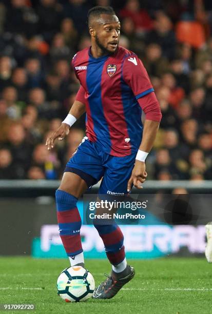 Cheick Doukoure of Levante during the La Liga match between Valencia CF and Levante at Mestalla Estadium, on February 11, 2018 in Vila-real, Spain