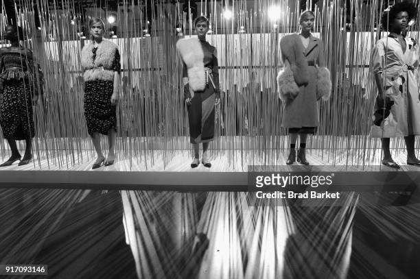 View of atmosphere during the Tanya Taylor presentation in Gallery II during IMG NYFW: The Shows at Spring Studios on February 11, 2018 in New York...