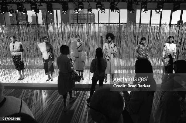 View of atmosphere during the Tanya Taylor presentation in Gallery II during IMG NYFW: The Shows at Spring Studios on February 11, 2018 in New York...