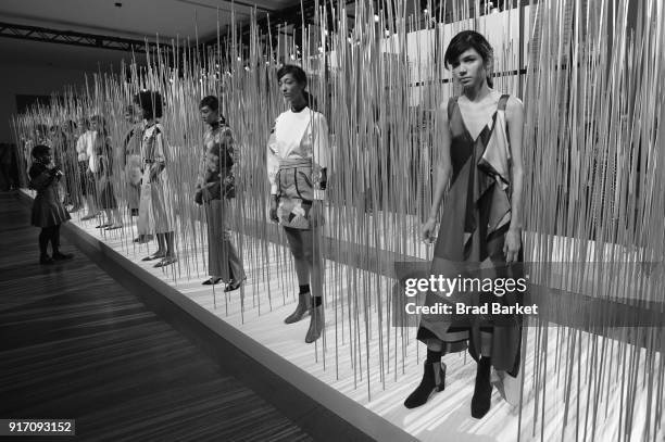 View of atmosphere during the Tanya Taylor presentation in Gallery II during IMG NYFW: The Shows at Spring Studios on February 11, 2018 in New York...