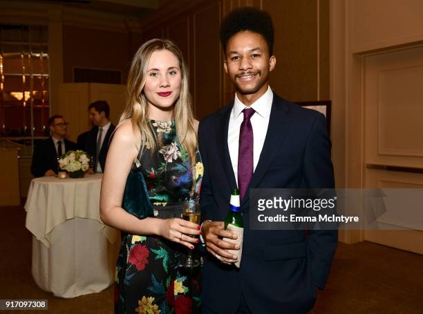 Rebecca Forsythe and Willie Hunter attend the 2018 Writers Guild Awards L.A. Ceremony at The Beverly Hilton Hotel on February 11, 2018 in Beverly...