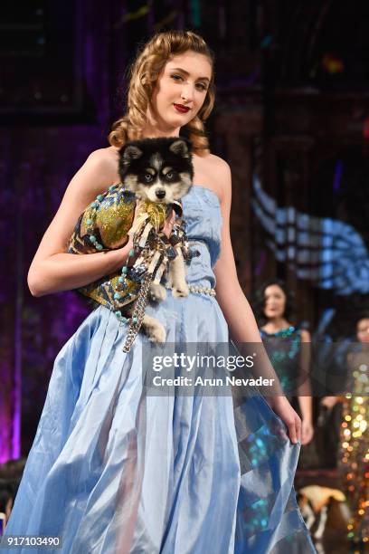 Model walks the runway in the Anthony Rubio presesntation finale during New York Fashion Week Powered by Art Hearts Fashion NYFW at The Angel...