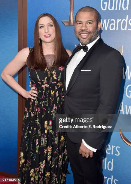 Actor-comedian Chelsea Peretti and writer-director Jordan Peele attend the 2018 Writers Guild Awards L.A. Ceremony at The Beverly Hilton Hotel on...