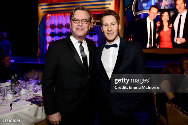 Aaron Sorkin and Dustin Lance Black attend the 2018 Writers Guild Awards L.A. Ceremony at The Beverly Hilton Hotel on February 11, 2018 in Beverly...