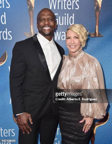 Actor Terry Crews and Rebecca King-Crews attend the 2018 Writers Guild Awards L.A. Ceremony at The Beverly Hilton Hotel on February 11, 2018 in...