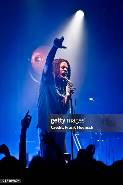 Canadian singer Daniel Caesar performs live on stage during a concert at the Lido on February 11, 2018 in Berlin, Germany.