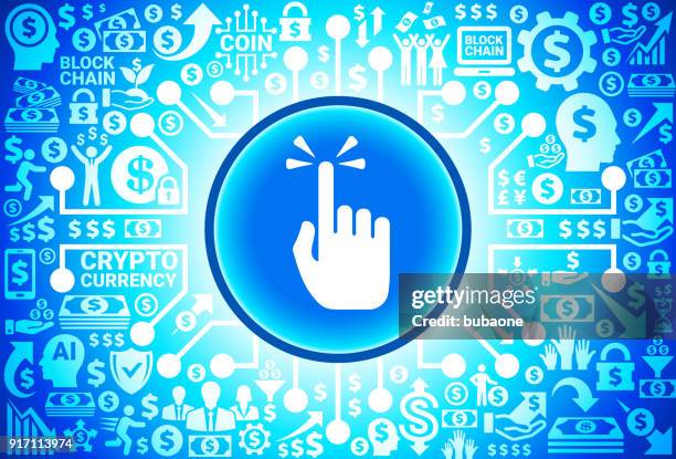pointing hand icon on money and cryptocurrency background - guy pointing down stock illustrations