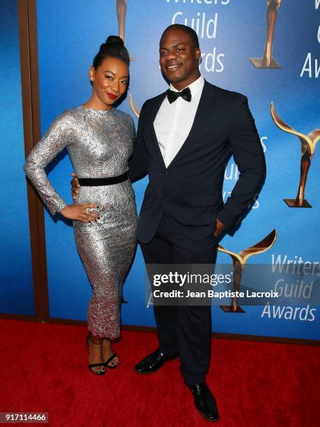 Betty Gabriel and Marcus Henderson attend the 2018 Writers Guild Awards L.A. Ceremony on February 11, 2018 in Beverly Hills, California.