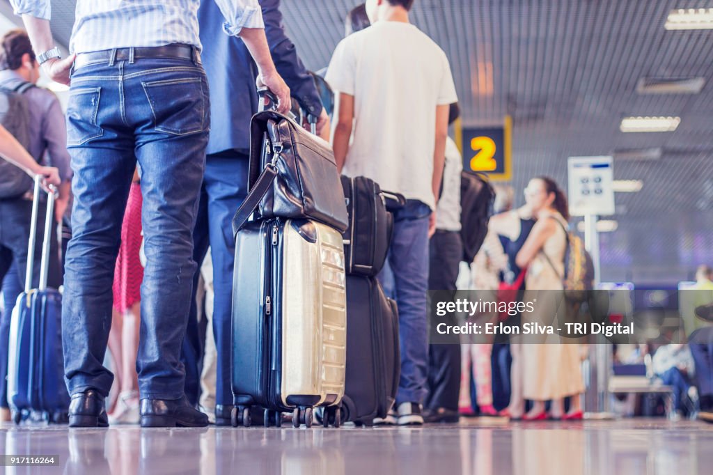 Airport people waiting in the line
