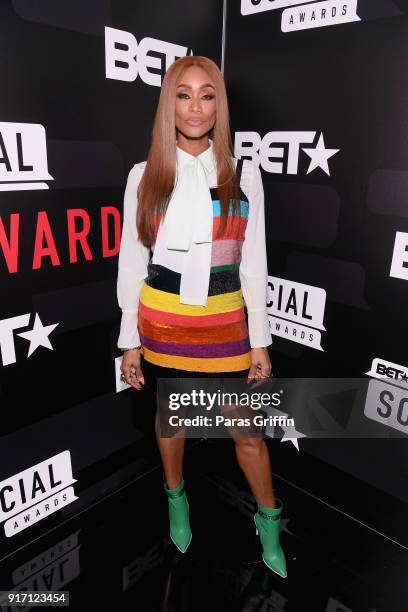 Personality Tami Roman attends BET's Social Awards 2018 at Tyler Perry Studio on February 11, 2018 in Atlanta, Georgia.
