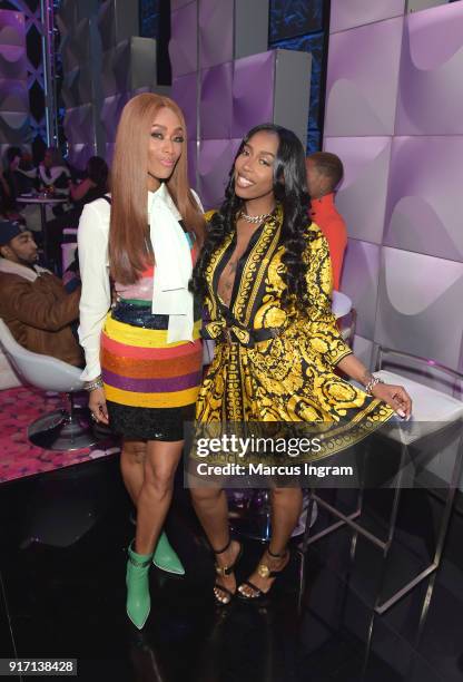 Tami Roman and Kash Doll attend BET's Social Awards 2018 at Tyler Perry Studio on February 11, 2018 in Atlanta, Georgia.